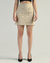 Women Solid A-Line Mini Skirt