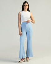 Women High-Rise Pleated Bootcut Trousers