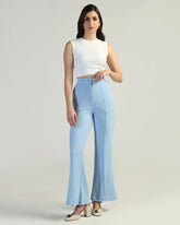 Women High-Rise Pleated Bootcut Trousers