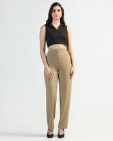 Women Straight Fit Flat-Front Trousers