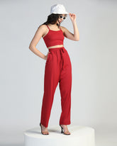 Women Strappy Crop Top with Trousers