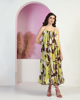 Floral Print A-Line Midi Dress