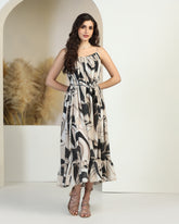 Floral Print A-Line Midi Dress