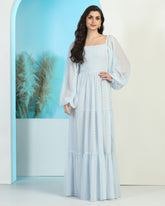 Women's Jacquard Smocked Fit & Flare Maxi Dress