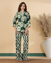 Floral Printed V Neck Pure Cotton Top With Palazzo