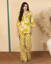 Floral Printed V Neck Pure Cotton Top With Palazzo