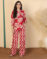 Floral Printed V Neck Pure Cotton Top With Palazzo