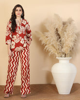 Floral Printed V Neck Pure Cotton Top With Palazzo