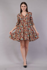Floral Printed Fit & Flare Mini Dress