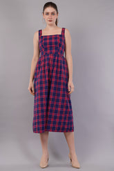 Women Checked A-Line Midi Dress
