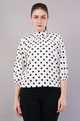 Women’s Black Polka Dot Printed Top