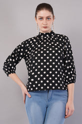 Women’s White Polka Dot Printed Top