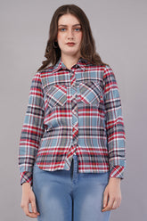 Checked Shirt with Roll-Up Tabs with Patch Pocket