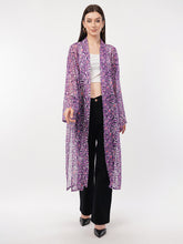 Floral Printed Longline Chiffon Open Front Shrug