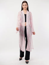 Floral Printed Longline Chiffon Open Front Shrug