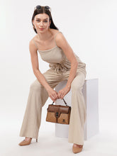 Strap Solid self textured Jumpsuit