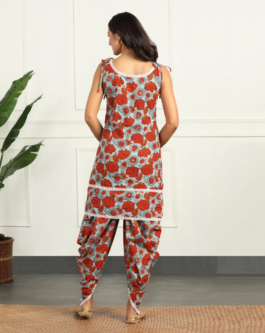 Floral Cotton Co-ord Set with Dhoti Pants