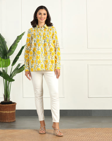 Floral Printed Cotton Shirt for Women