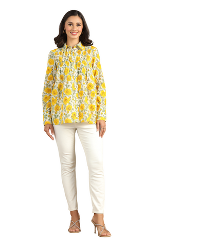 Floral Printed Cotton Shirt for Women