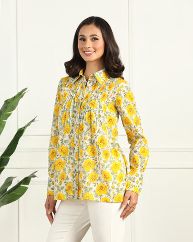 Floral Printed Cotton Shirt for Women
