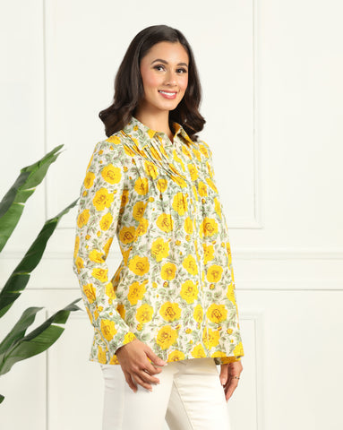 Floral Printed Cotton Shirt for Women