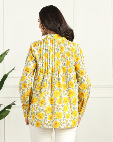 Floral Printed Cotton Shirt for Women