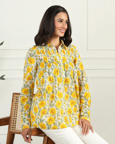 Floral Printed Cotton Shirt for Women