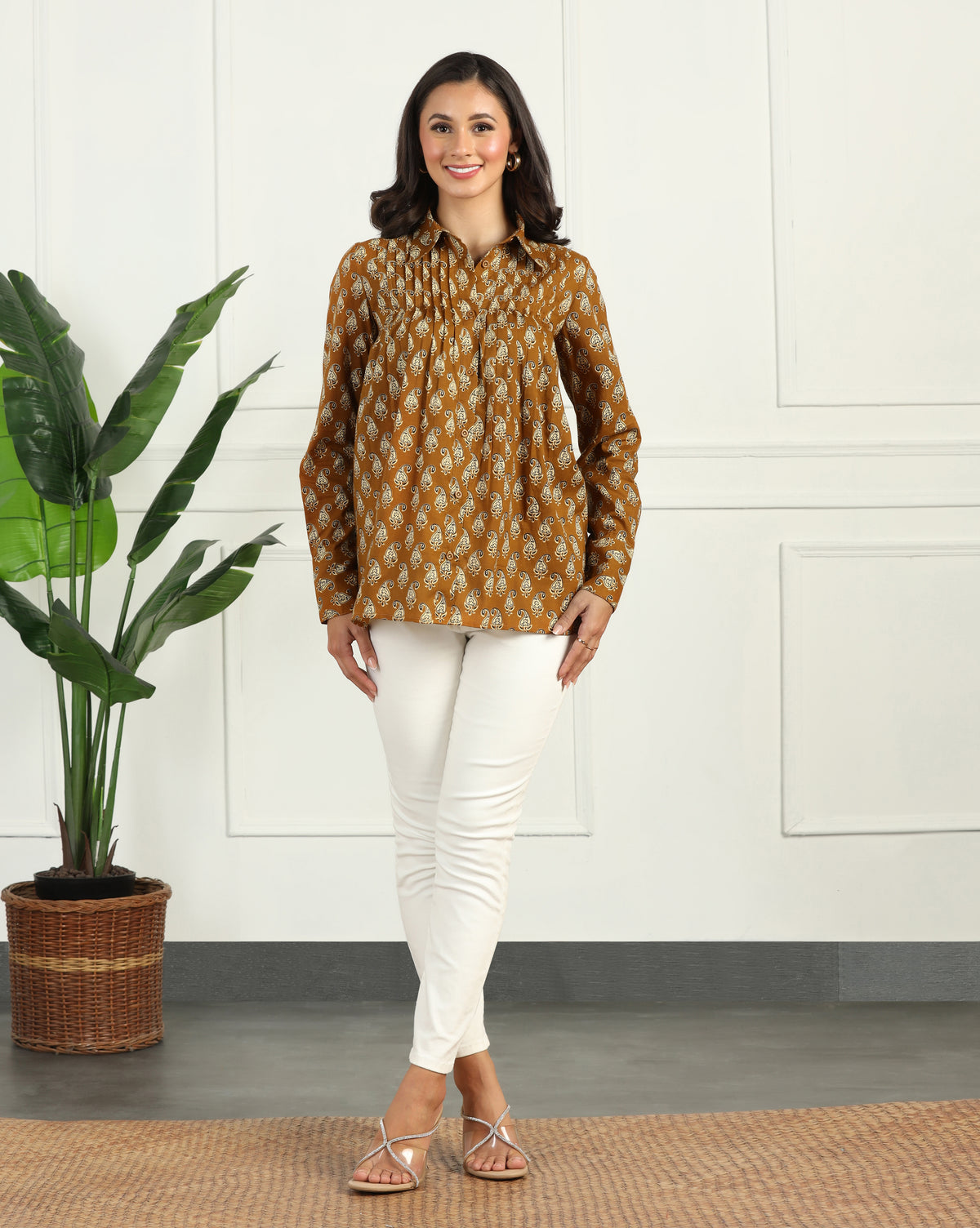 Floral Printed Cotton Shirt for Women