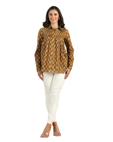 Floral Printed Cotton Shirt for Women
