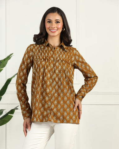 Floral Printed Cotton Shirt for Women