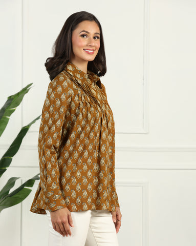 Floral Printed Cotton Shirt for Women