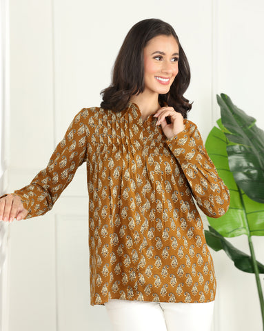 Floral Printed Cotton Shirt for Women