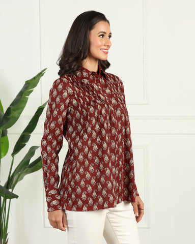 Floral Printed Cotton Shirt for Women
