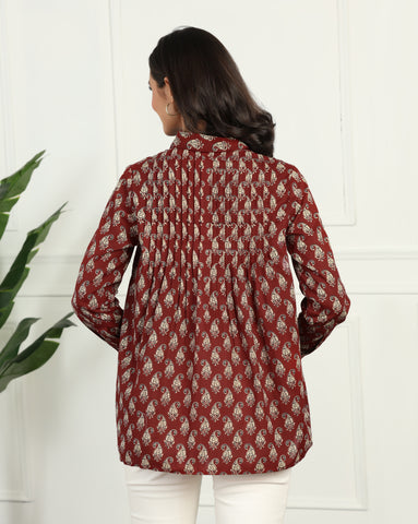 Floral Printed Cotton Shirt for Women