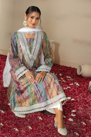 Women Ethnic Motifs Printed Cotton Kurta with Trousers & Dupatta