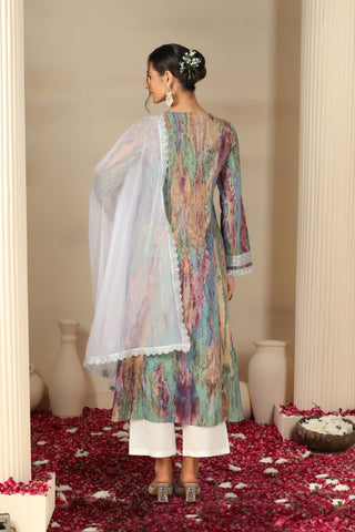 Women Ethnic Motifs Printed Cotton Kurta with Trousers & Dupatta