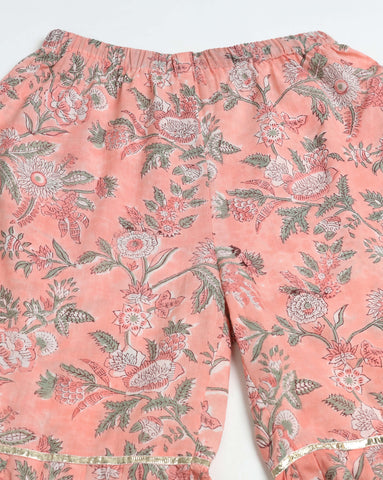 Women’s Cotton Printed Kurta Set with Sharara & Dupatta