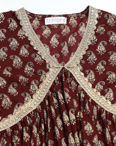 Women’s Cotton Printed Kurta Set with Flared Palazzo & Dupatta