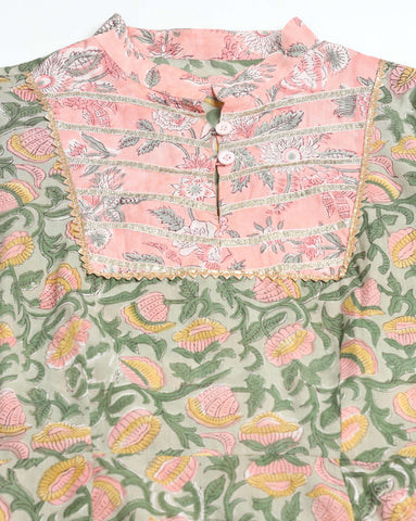 Women’s Cotton Printed Kurta Set with Sharara & Dupatta