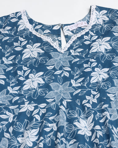 Women’s Cotton Flared Anarkali Kurta Set with Pants & Dupatta