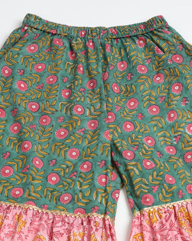 Women’s Cotton Printed Kurta Set with Sharara & Dupatta