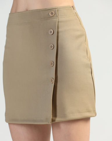 Women Solid Asymmetric Mini Skirt