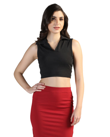 Women’s Sleeveless Ribbed Crop Top