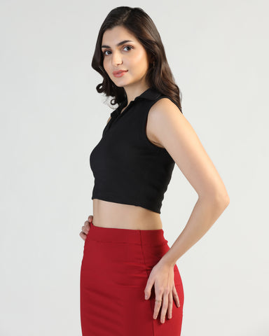 Women’s Sleeveless Ribbed Crop Top