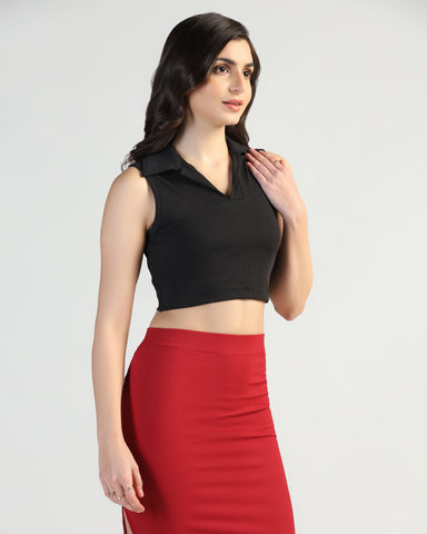 Women’s Sleeveless Ribbed Crop Top