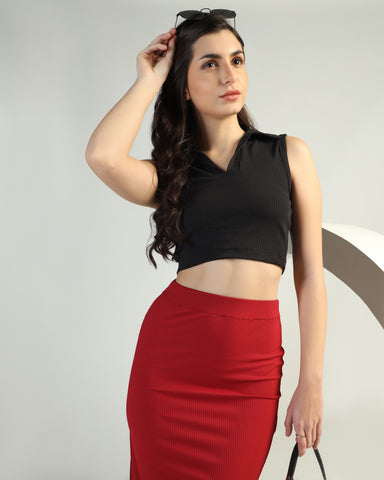 Women’s Sleeveless Ribbed Crop Top