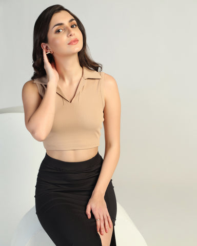 Women’s Sleeveless Ribbed Crop Top