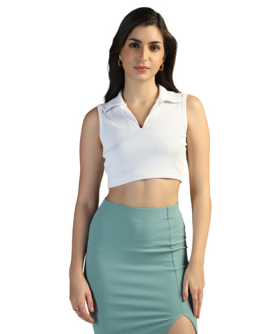 Women’s Sleeveless Ribbed Crop Top