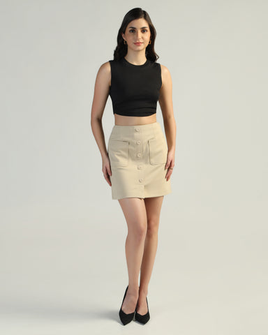 Women Solid A-Line Mini Skirt