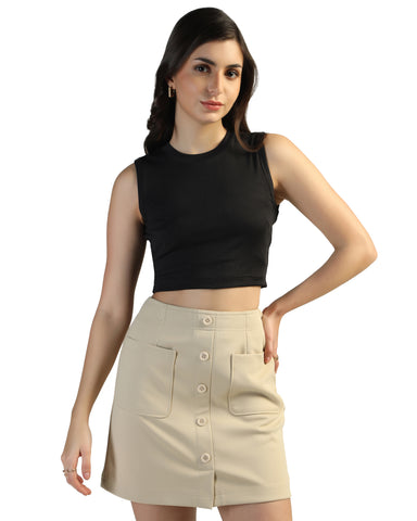 Stretchable Round Neck Tank Top